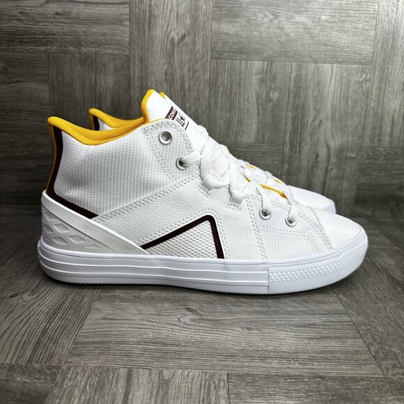 Converse Taylor All Star Men's size 10 Flux Ultra White Yellow Leather Shoes - Picture 1 of 8